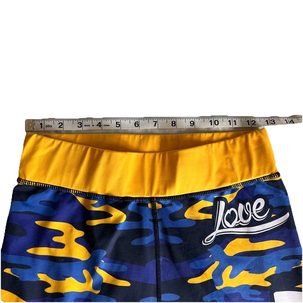 3/$25 SALE! Xlusion Michigan Basketball Leggings Women's Medium Blue Yellow Camo - Picture 8 of 8